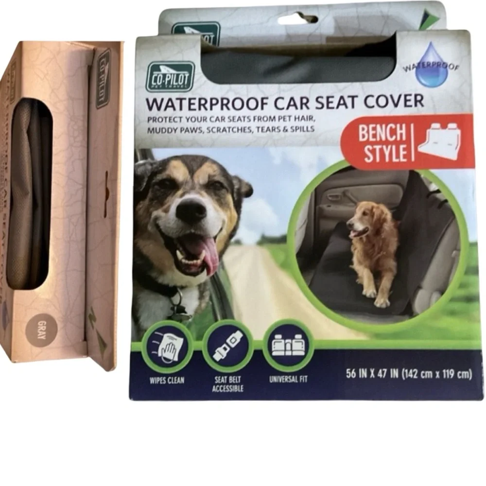 Co-Pilot Waterproof Pet Car Seat Cover Bench Style Gray 56” x 47” NWT